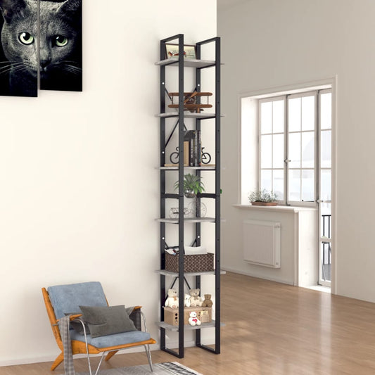 6-Tier Book Cabinet Concrete Gray 15.7"x11.8"x82.7" Engineered Wood