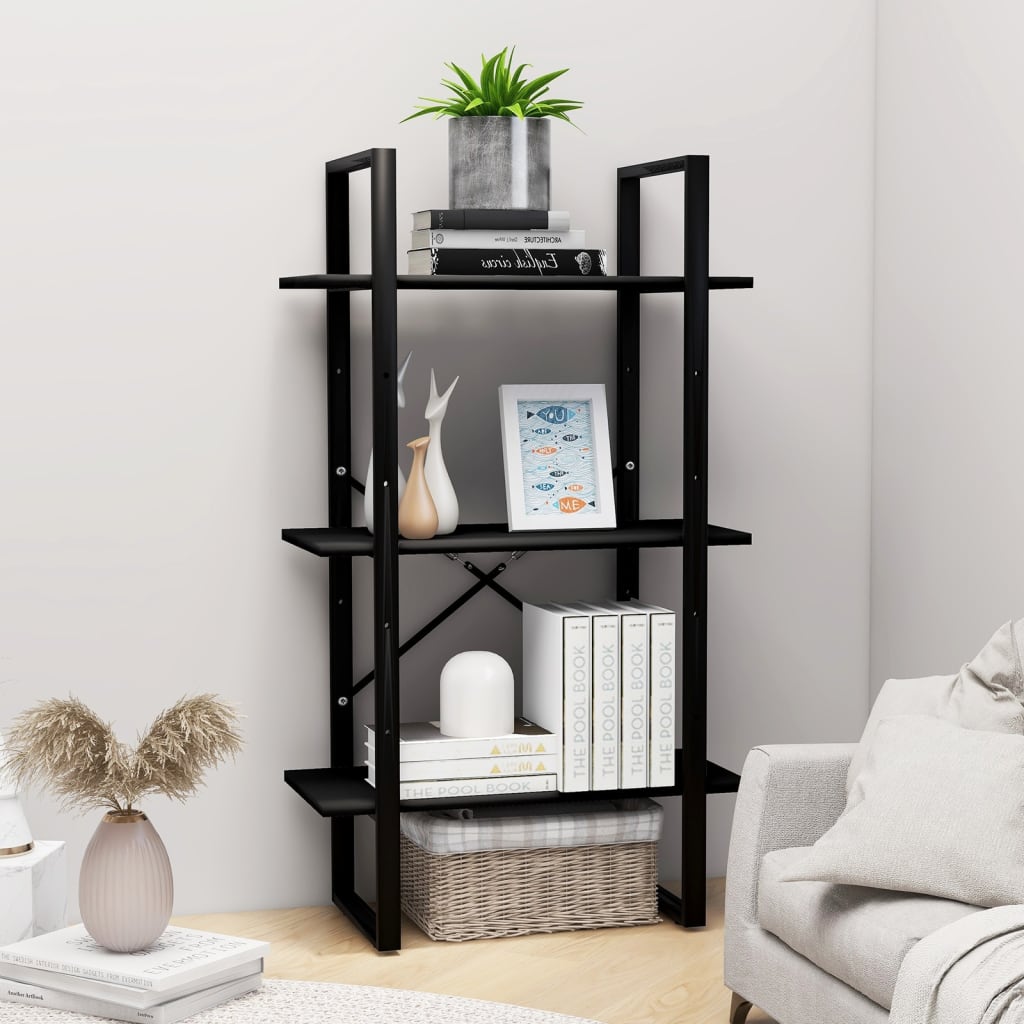 Storage Shelf Black 23.6"x11.8"x41.3" Engineered Wood