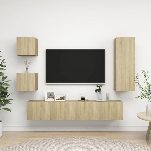 5 Piece TV Cabinet Sets Sonoma Oak Engineered Wood