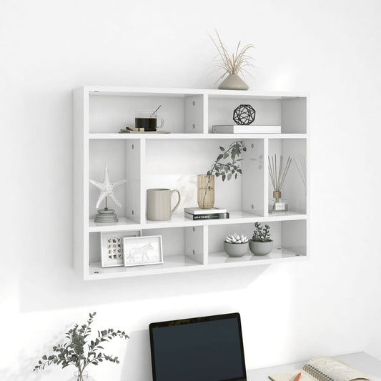 Wall Shelf High Gloss White 29.5"x6.3"x21.7" Engineered Wood