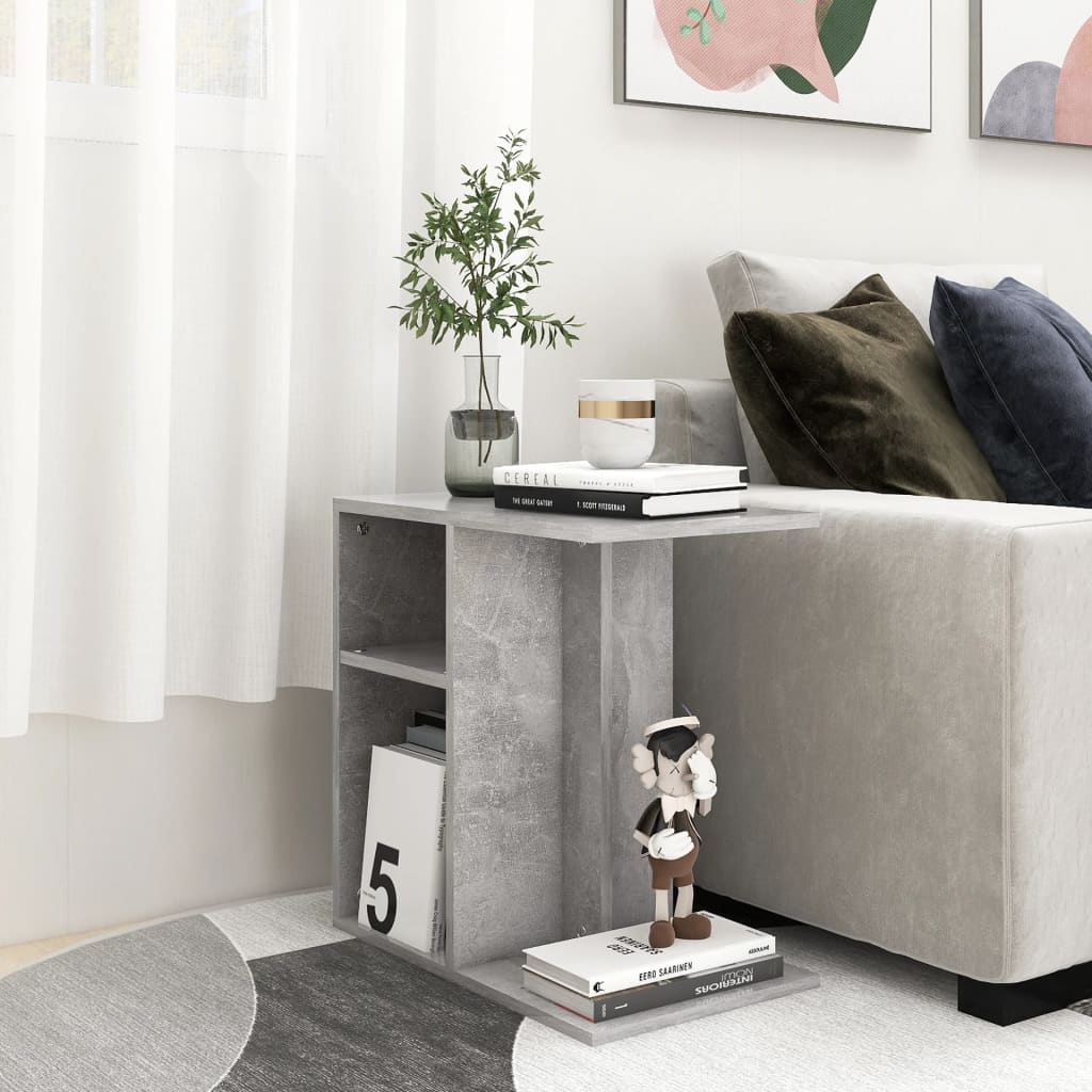 Side Table Concrete Gray 19.7"x11.8"x19.7" Engineered Wood