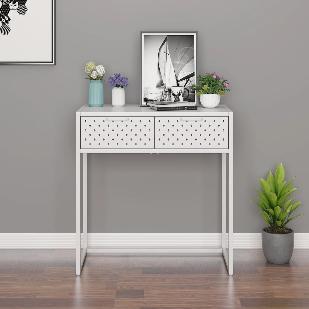 Console Table White 28.3"x13.8"x29.5" Steel