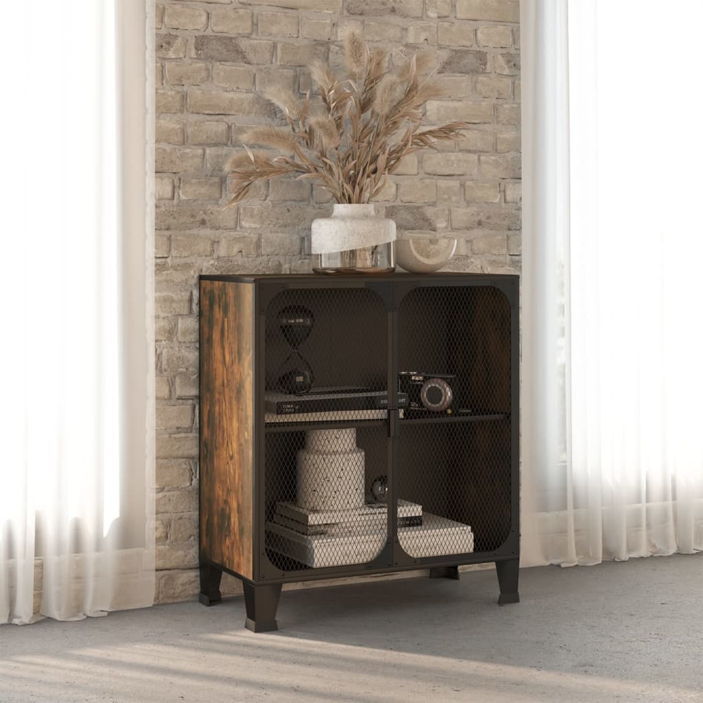 Storage Cabinet Rustic Brown 28.3"x14.2"x32.3" Metal and MDF