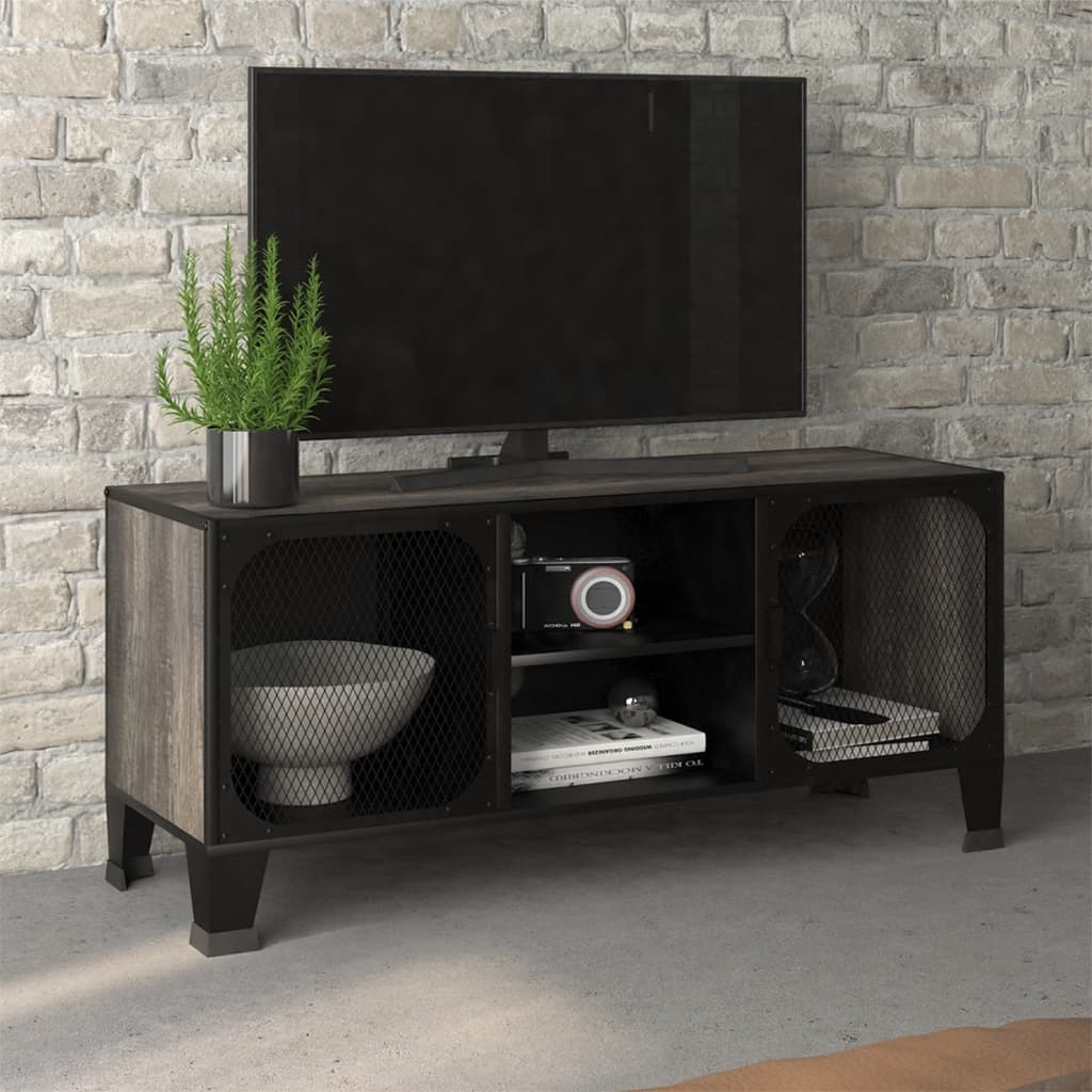 TV Cabinet Gray 41.3"x14.2"x18.5" Metal and MDF