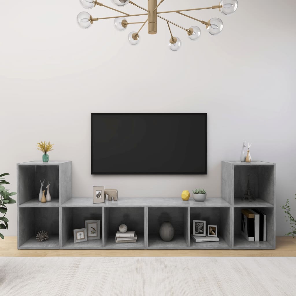 TV Cabinets 4 pcs Concrete Gray 28.3"x13.8"x14.4" Engineered Wood