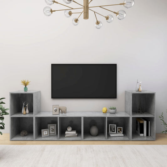 TV Cabinets 4 pcs Concrete Gray 28.3"x13.8"x14.4" Engineered Wood