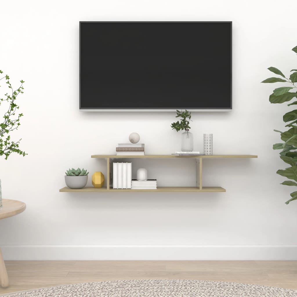 Wall-Mounted TV Shelf Sonoma Oak 49.2"x7.1"x9.1" Engineered Wood