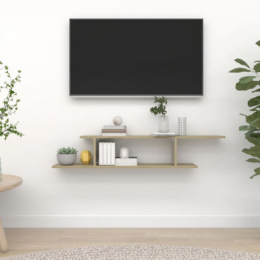 Wall-Mounted TV Shelf Sonoma Oak 49.2"x7.1"x9.1" Engineered Wood