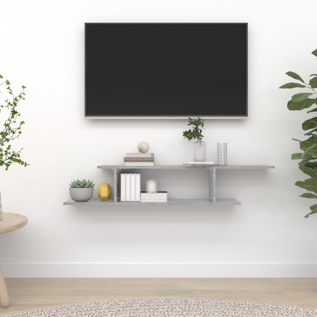Wall-Mounted TV Shelf Concrete Gray 49.2"x7.1"x9.1" Engineered Wood