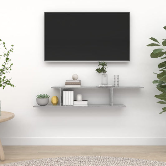Wall-Mounted TV Shelf Concrete Gray 49.2"x7.1"x9.1" Engineered Wood