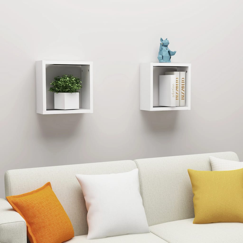 Wall Cube Shelves 2 pcs White 11.8"x5.9"x11.8"
