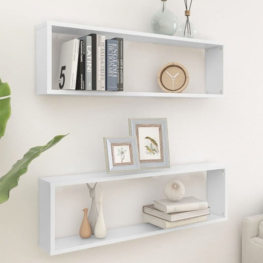 Wall Cube Shelves 2 pcs White 39.4"x5.9"x11.8" Engineered Wood