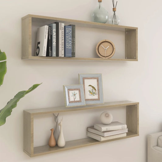 Wall Cube Shelves 2 pcs Sonoma Oak 39.4"x5.9"x11.8" Engineered Wood