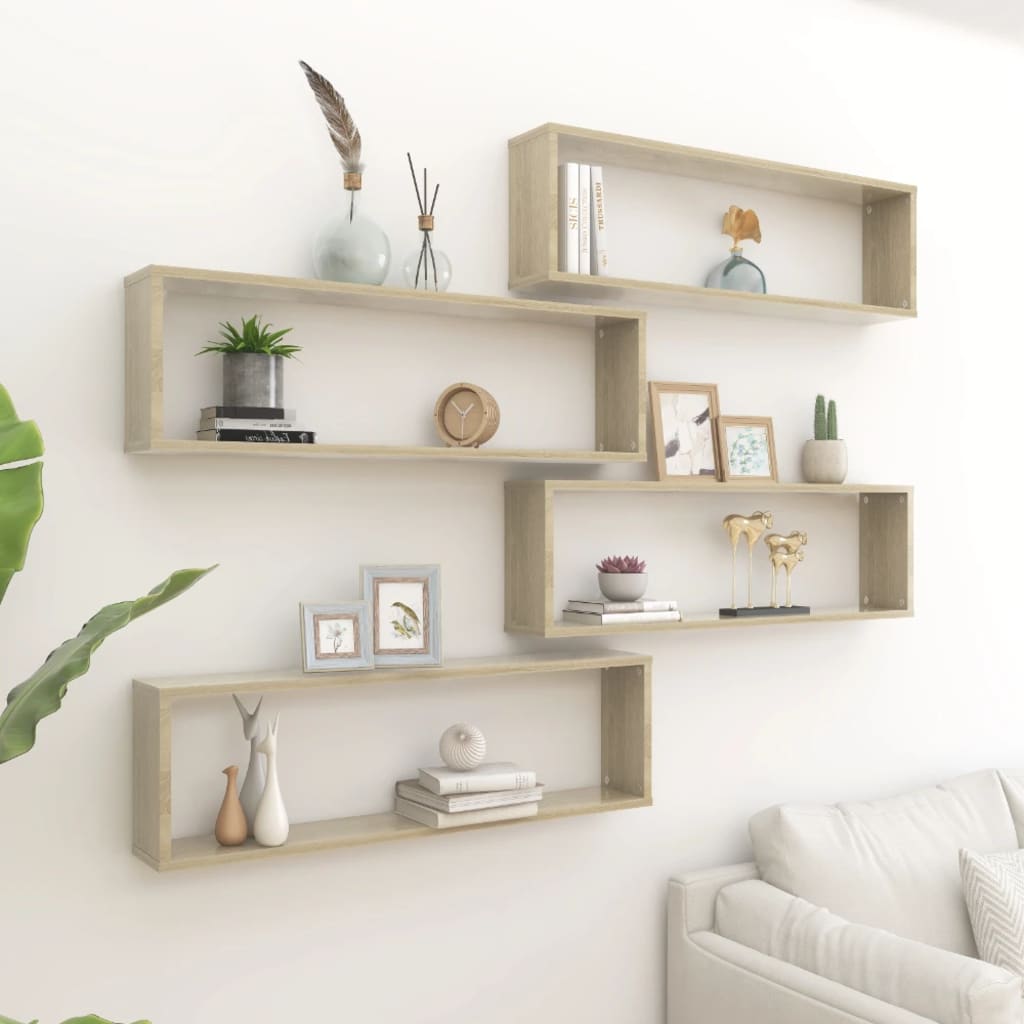 Wall Cube Shelves 4 pcs Sonoma Oak 39.4"x5.9"x11.8" Engineered Wood