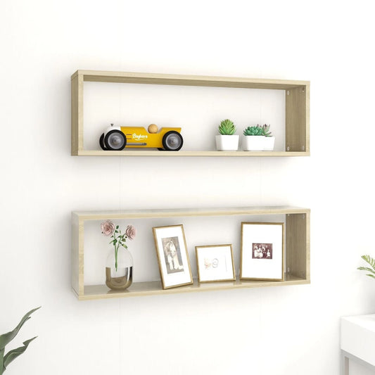 Wall Cube Shelves 2 pcs Sonoma Oak 31.5"x5.9"x10.4" Engineered Wood