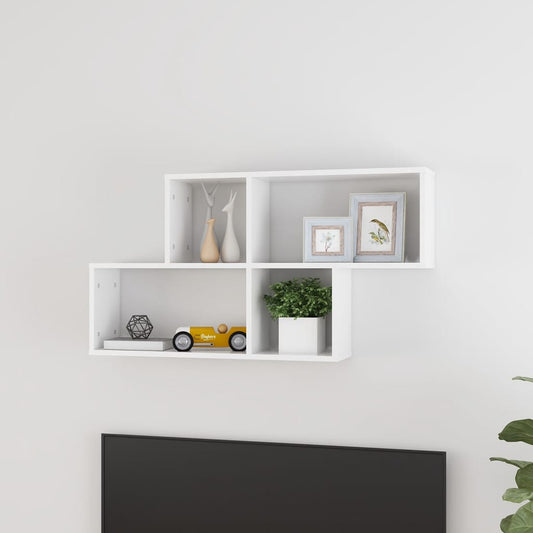 Wall Shelf High Gloss White 39.4"x7.1"x20.9" Engineered Wood