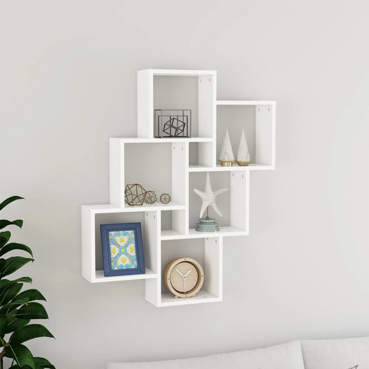 Wall Cube Shelf White 30.7"x5.9"x36.6" Engineered Wood