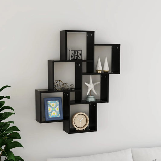 Wall Cube Shelf Black 30.7"x5.9"x36.6" Engineered Wood