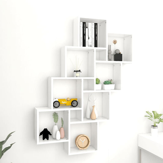Wall Cube Shelf White 35.4"x5.9"x46.9" Engineered Wood
