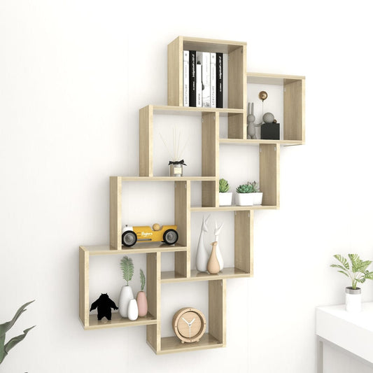 Wall Cube Shelf Sonoma Oak 35.4"x5.9"x46.9" Engineered Wood