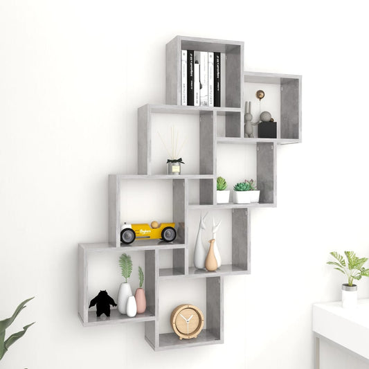 Wall Cube Shelf Concrete Gray 35.4"x5.9"x46.9" Engineered Wood