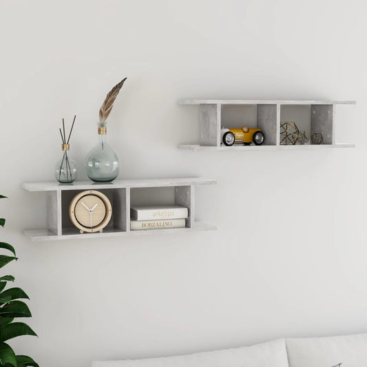 Wall Shelves 2 pcs Concrete Gray 30.7"x7.1"x7.9" Engineered Wood