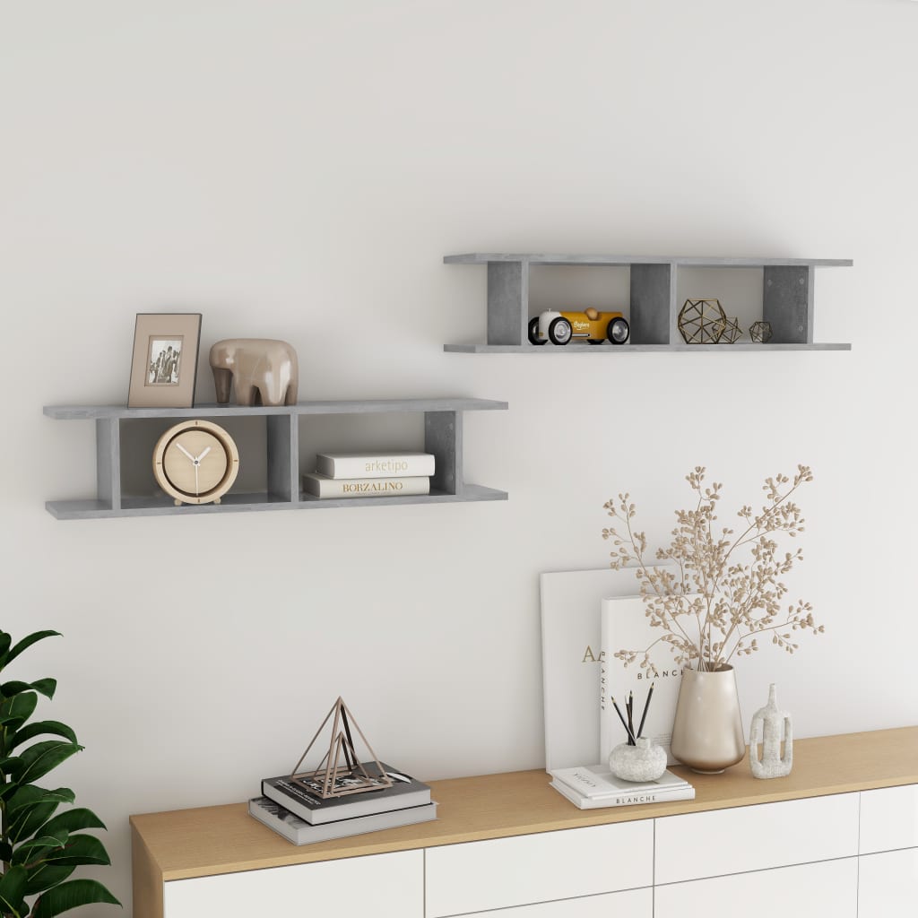 Wall Shelves 2 pcs Concrete Gray 35.4"x7.1"x7.9" Engineered Wood