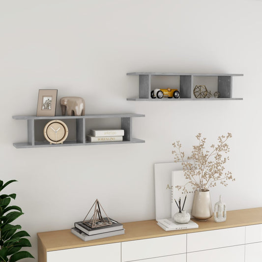 Wall Shelves 2 pcs Concrete Gray 35.4"x7.1"x7.9" Engineered Wood