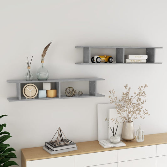 Wall Shelves 2 pcs Concrete Gray 41.3"x7.1"x7.9" Engineered Wood