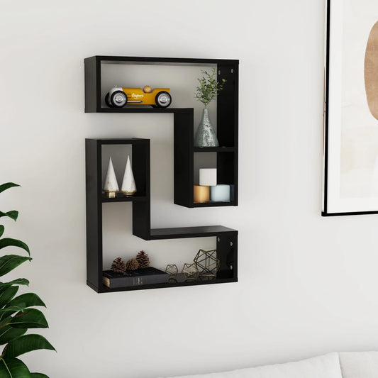 Wall Shelves 2 pcs Black 19.7"x5.9"x19.7" Engineered Wood