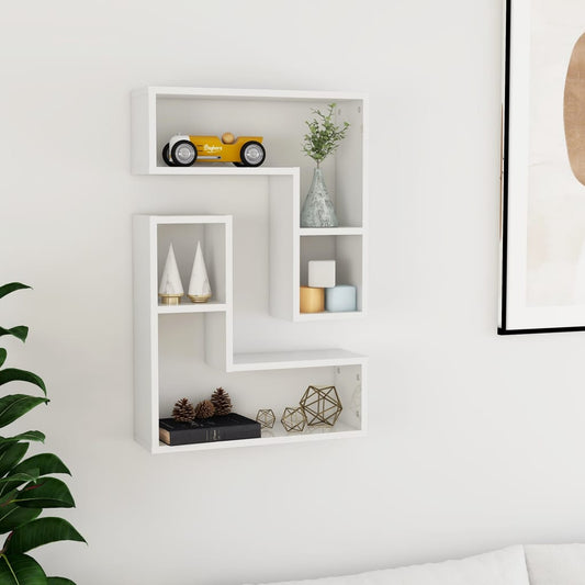 Wall Shelves 2 pcs High Gloss White 19.7"x5.9"x19.7" Engineered Wood