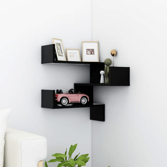 Wall Corner Shelf Black 15.7"x15.7"x19.7" Engineered Wood