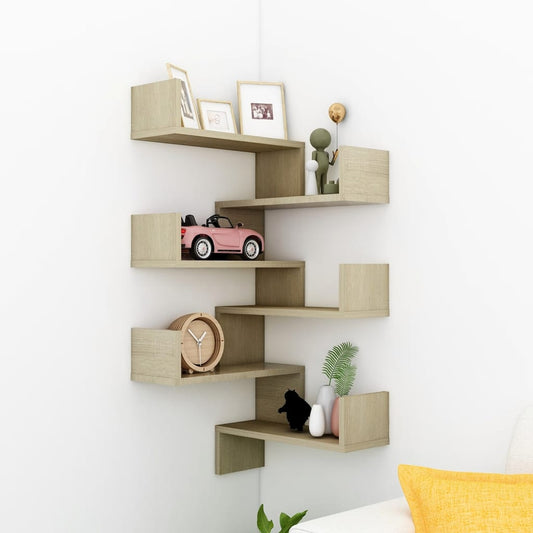 Wall Corner Shelves 2 pcs Sonoma Oak 15.7"x15.7"x19.7" Engineered Wood