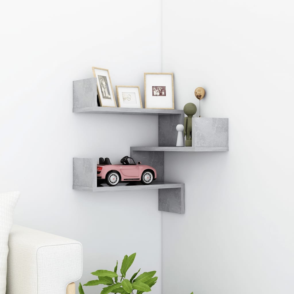 Wall Corner Shelf Concrete Gray 15.7"x15.7"x19.7" Engineered Wood
