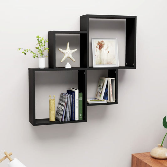 Wall Cube Shelf Black 31.5"x5.9"x30.9" Engineered Wood
