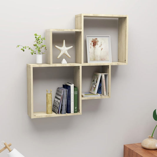 Wall Cube Shelf Sonoma Oak 31.5"x5.9"x30.9" Engineered Wood