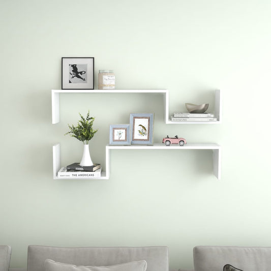 Wall Shelves 2 pcs White 39.4"x5.9"x7.9" Engineered Wood