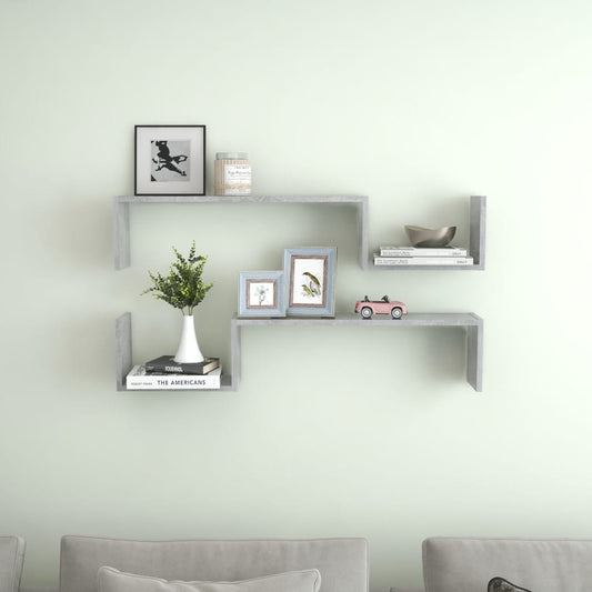 Wall Shelves 2 pcs Concrete Gray 39.4"x5.9"x7.9" Engineered Wood
