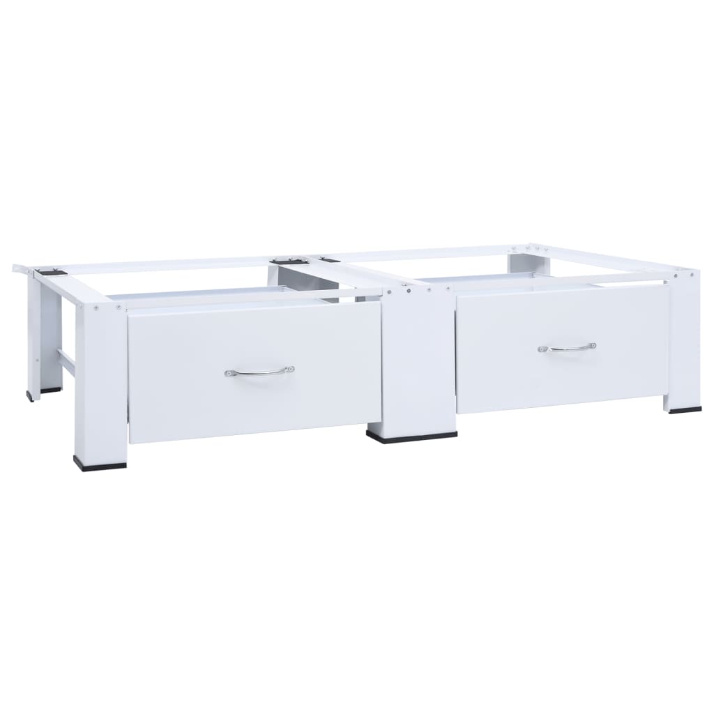 Washing and Drying Machine Pedestal with Pull-out Shelves White