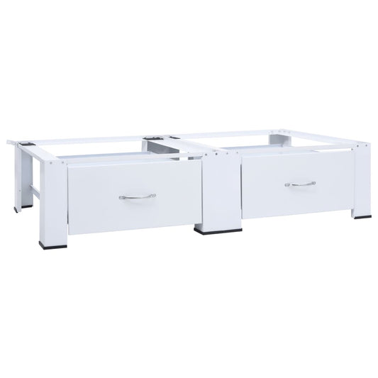 Washing and Drying Machine Pedestal with Pull-out Shelves White