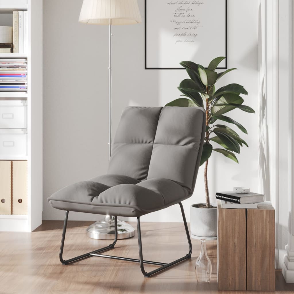 Leisure Chair with Metal Frame Light Gray Velvet