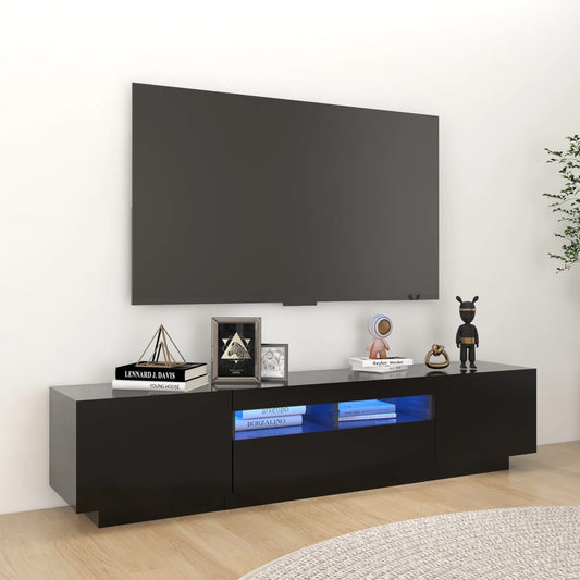 TV Cabinet with LED Lights Black 70.9"x13.8"x15.7"