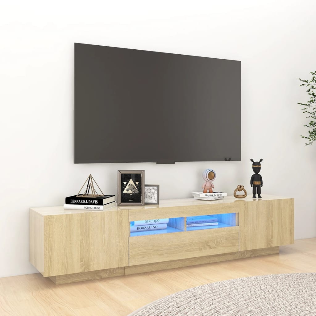 TV Cabinet with LED Lights Sonoma Oak 70.9"x13.8"x15.7"