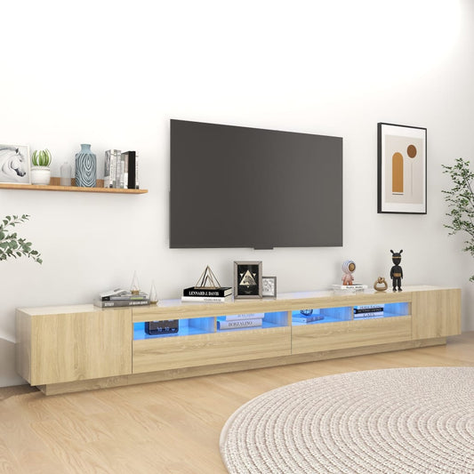 TV Cabinet with LED Lights Sonoma Oak 118.1"x13.8"x15.7"