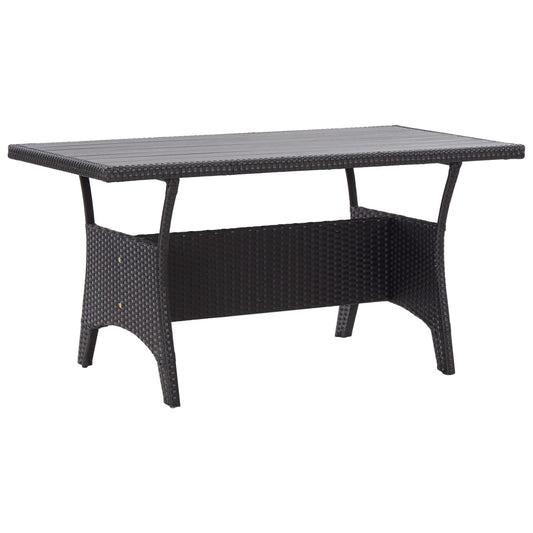 Patio Table Black 47.2"x27.6"x26" Poly Rattan