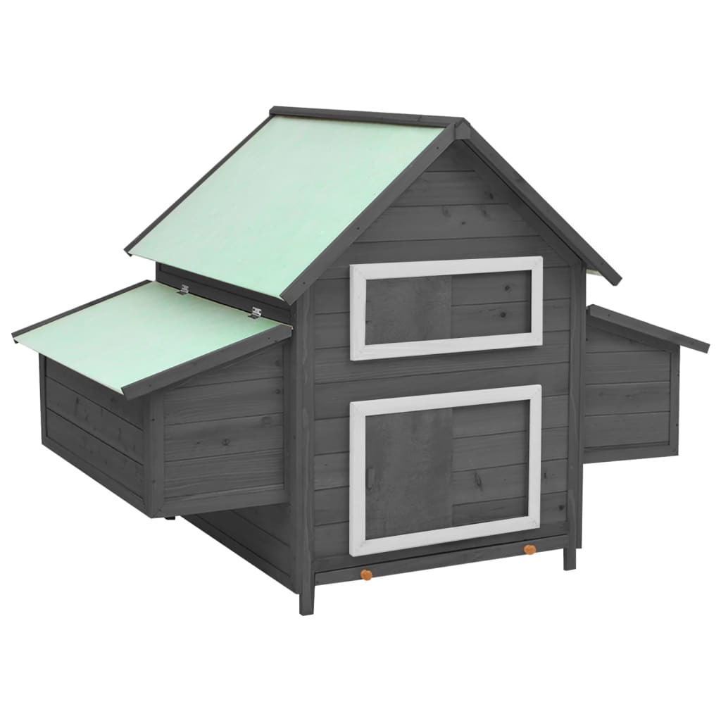 Chicken Coop Gray and White 59.8"x37.7"x43.3" Solid Firwood