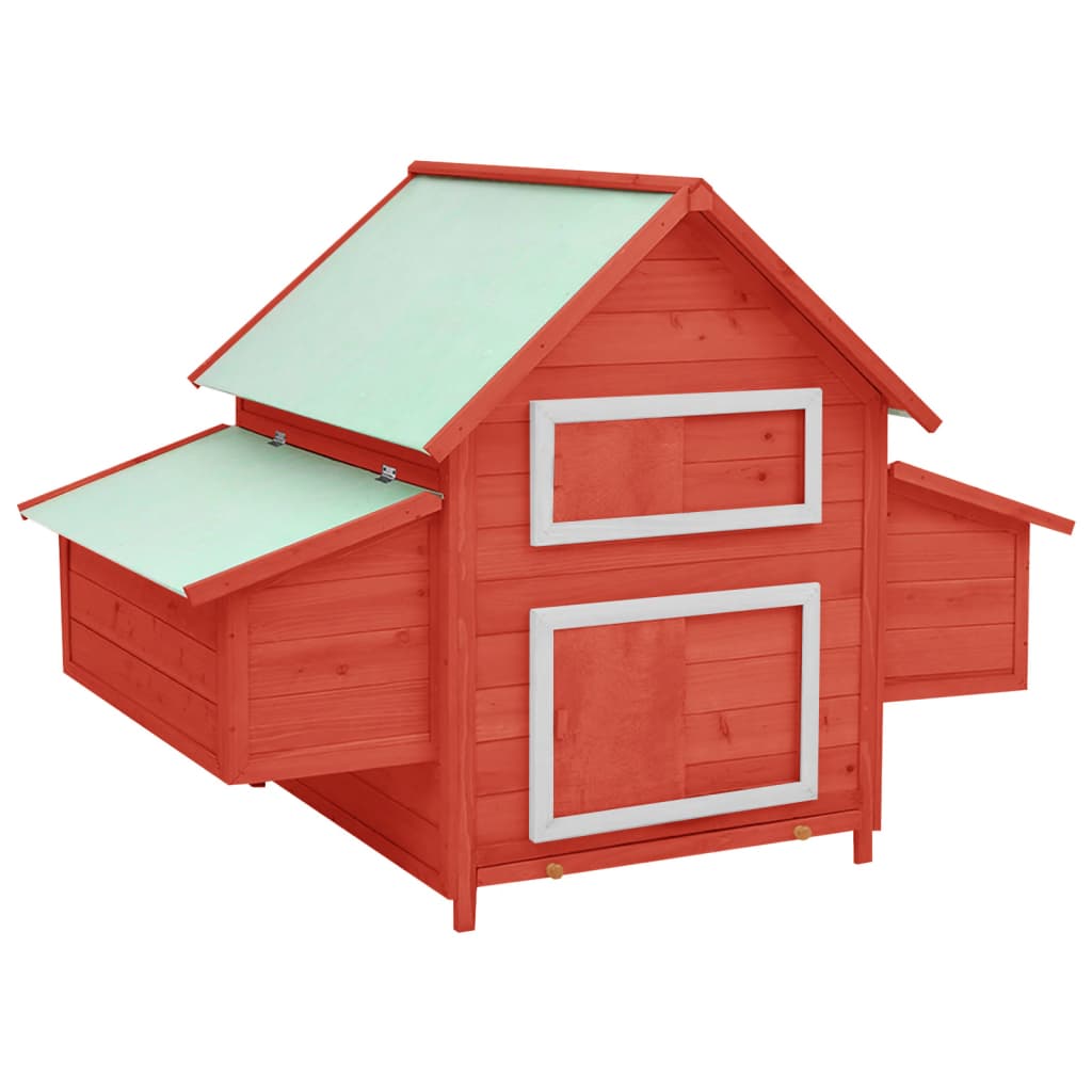 Chicken Coop Red and White 59.8"x37.7"x43.3" Solid Firwood