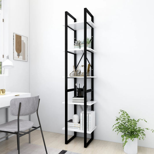 5-Tier Book Cabinet White 15.7"x11.8"x68.9" Engineered Wood
