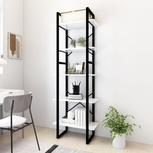 5-Tier Book Cabinet White 23.6"x11.8"x68.9" Engineered Wood