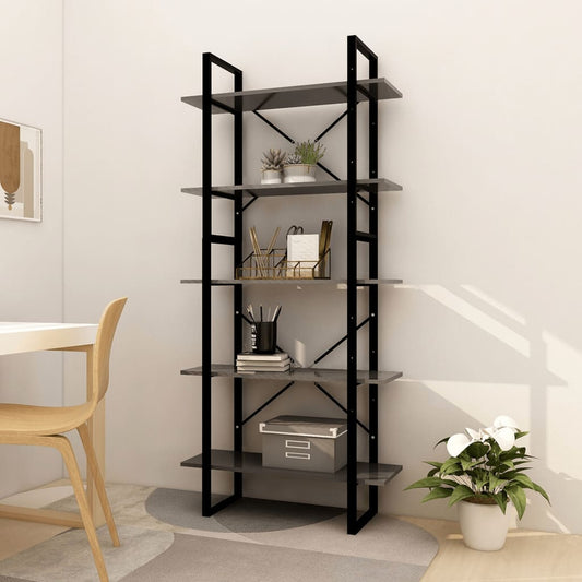 5-Tier Book Cabinet Gray 31.5"x11.8"x68.9" Engineered Wood